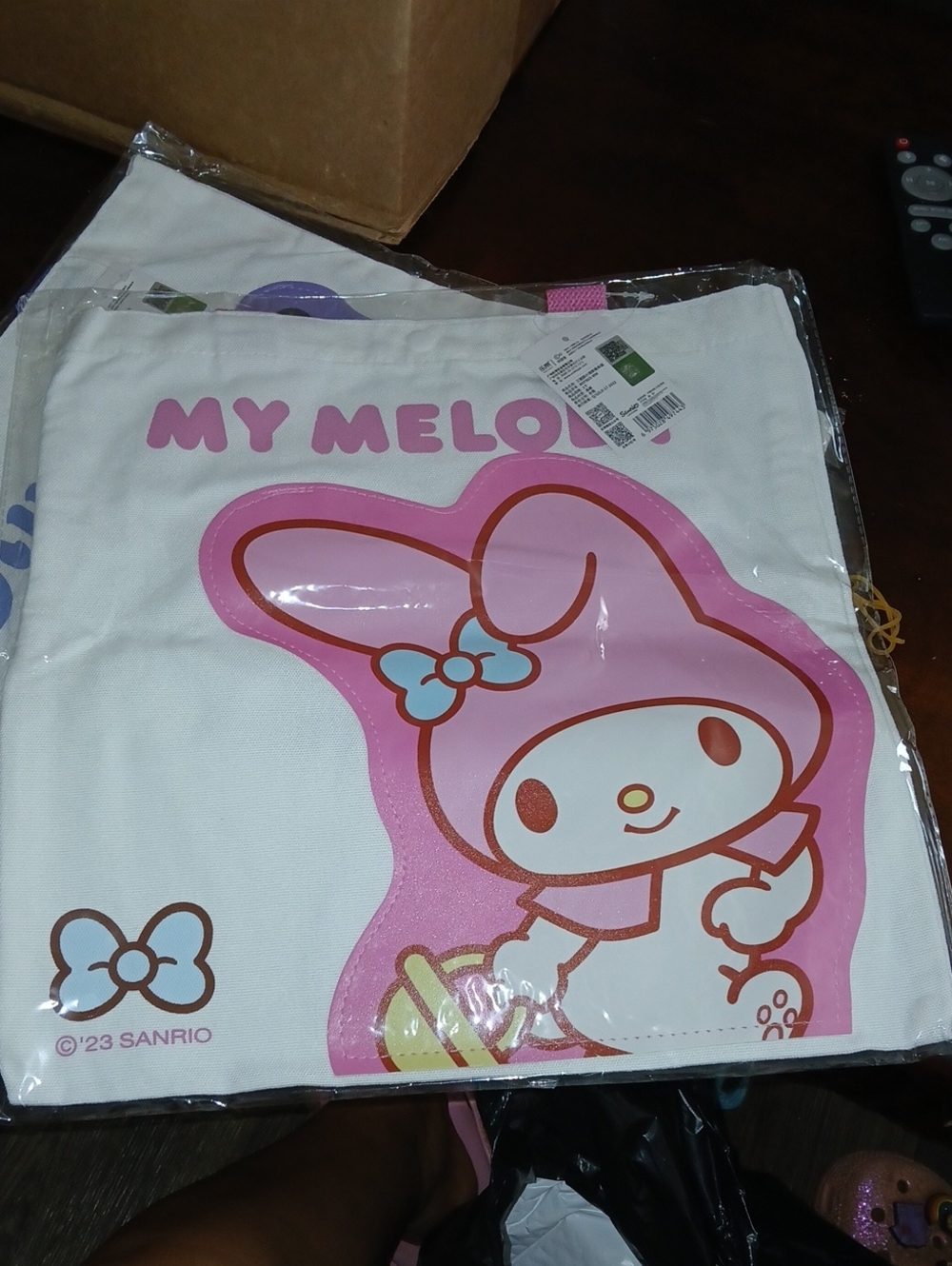 Big #Sanrio #MyMelody White and Pink #Tote Bag Front Pocket For Cellphone By Ear